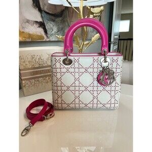 Christian Dior Pink Lady Dior Handbag Stitched Cannage Shoulder Bag
